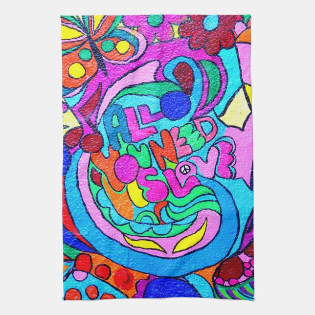 serviette super de paix et d'amour de couleurs (Vertical)
