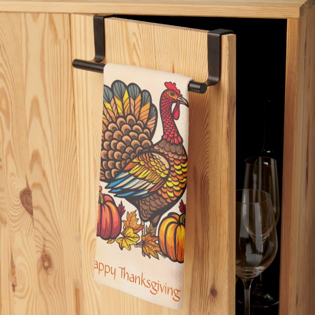 Serviette traditionnelle de cuisine Thanksgiving (Pliage en tiers)