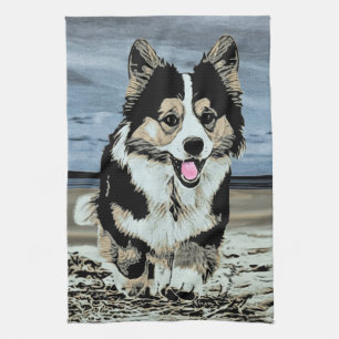 Serviette tricolore belle de corgi de Gallois