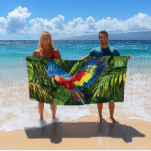 Serviette Tropical Macaw Beach colorée