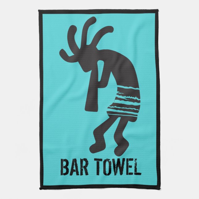 Serviette turquoise du bar Kokopelli Sud-Ouest (Vertical)