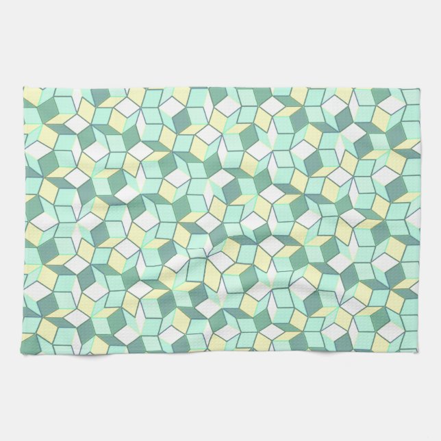 Serviette turquoise et jaune de carrelage de (Horizontal)