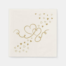 serviette two hearts wedding
