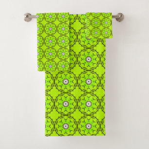 Serviette vert clair avec motif circulaire complex