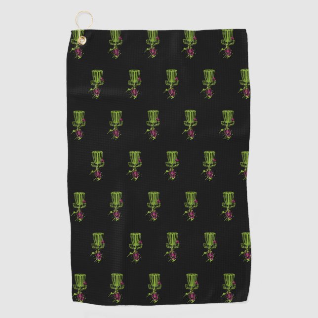 Serviette verte de golf de disque de panier (Devant)