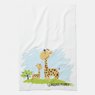 Serviette verte et jaune mignonne de girafe de