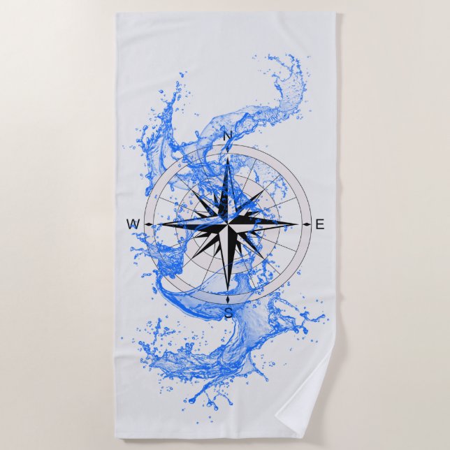 Serviette vintage Compass     RoseBeach (Devant)