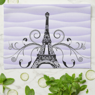 Serviette violette Eiffel Flourdissante Serviette