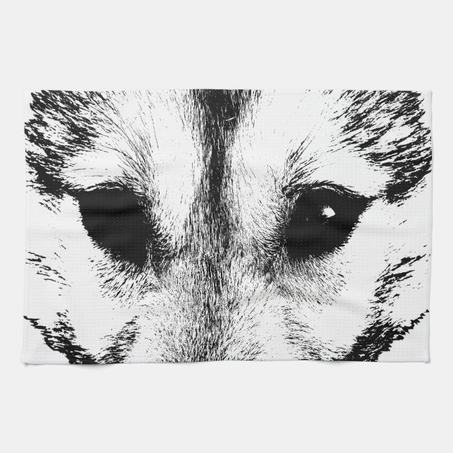 Serviette Wolf Pup Wild Husky Chien Serviette thé (Horizontal)