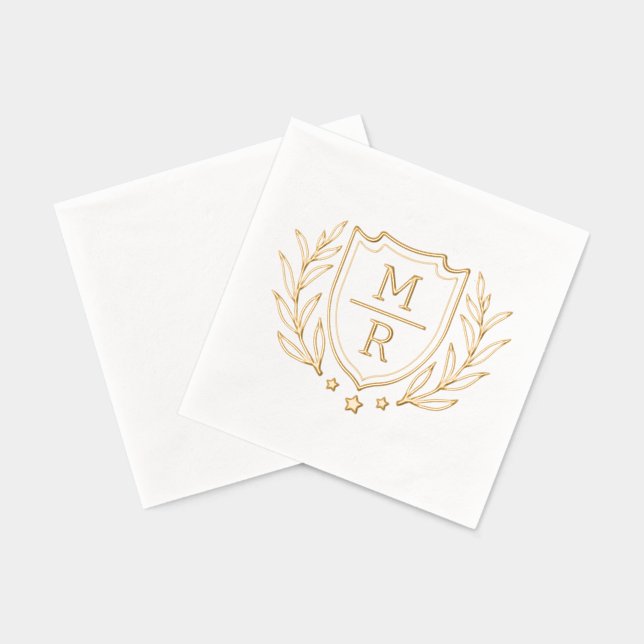 Serviettes à l'étampe Foil de style rétro à fleurs (Verso)