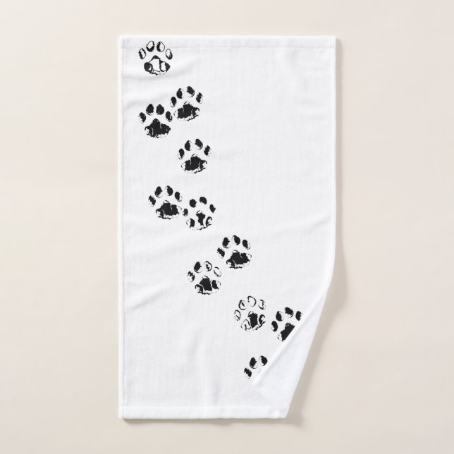 SERVIETTES À MAIN/BAIN - CHAT ou CHIEN EMPREINTES  (Serviette à main)