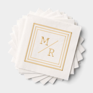 Serviettes à motif géométrique estampées à la feui