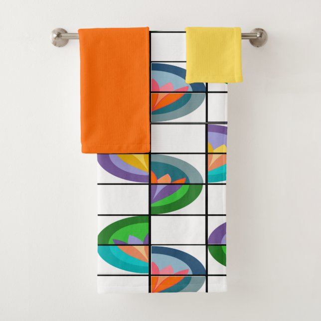 Serviettes de bain à fleur (En situation)