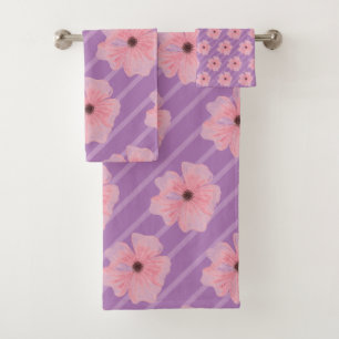 Serviettes De Bain À Fleurs Roses Et Grilles