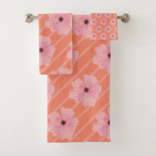 Serviettes De Bain À Fleurs Roses Et Grilles
