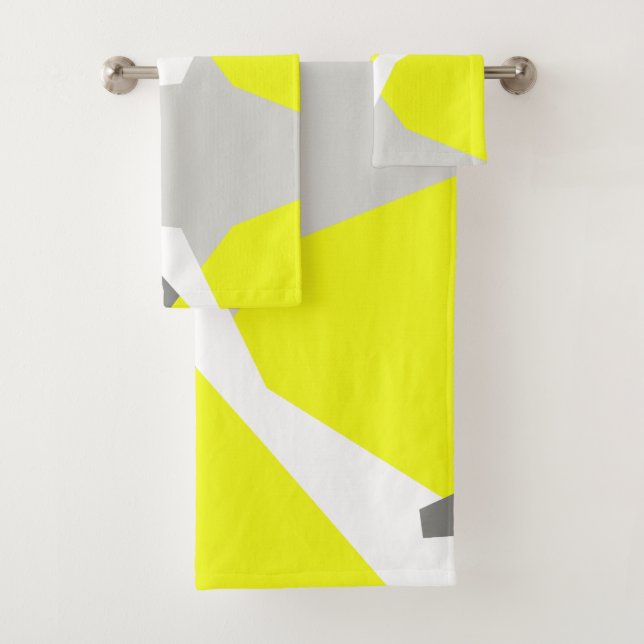 Serviettes de bain Abstrait gris jaune (En situation)