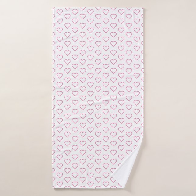 Serviettes de bain blanches avec Coeurs roses - Ch (Serviette de bain)