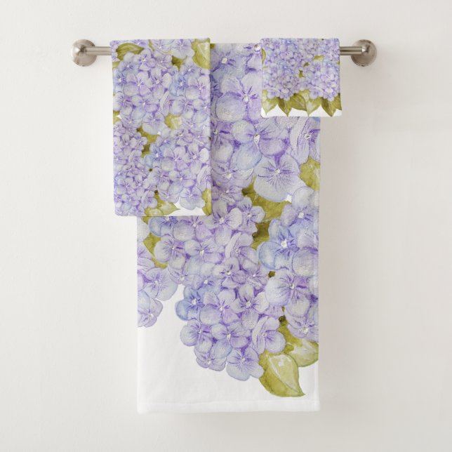 Serviettes De Bain Bleu Violet Dans Les Tons D'Hyd (En situation)