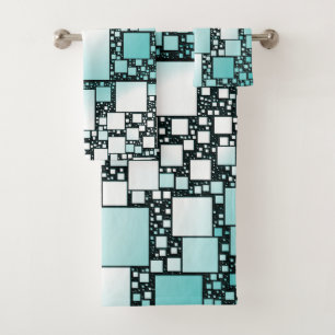 Serviettes De Bain Carrées Turquoise
