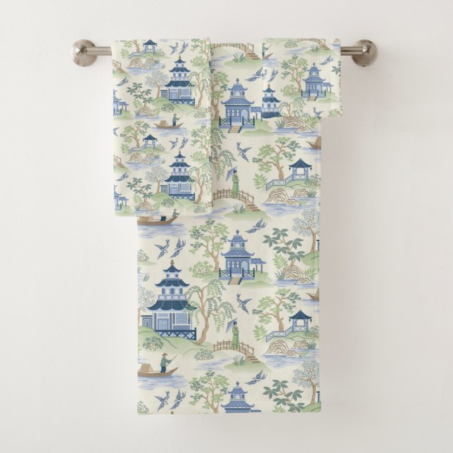 Serviettes de bain Chinoiserie (En situation)