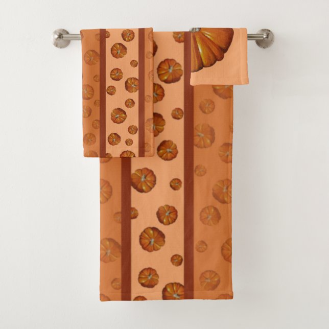 Serviettes de bain citrouilles (En situation)