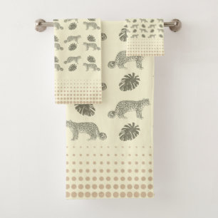 Serviettes de bain Crème Feuille moderne & Motif T