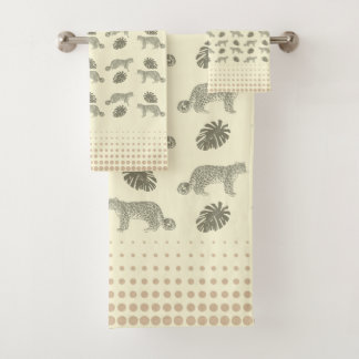 Serviettes de bain Crème Feuille moderne & Motif T