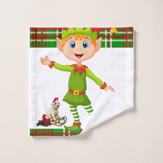 Serviettes de bain de Noël, Elfe (Gant de toilette)