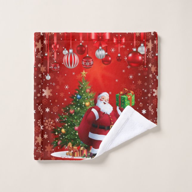 Serviettes de bain de Noël, Père Noël (Gant de toilette)
