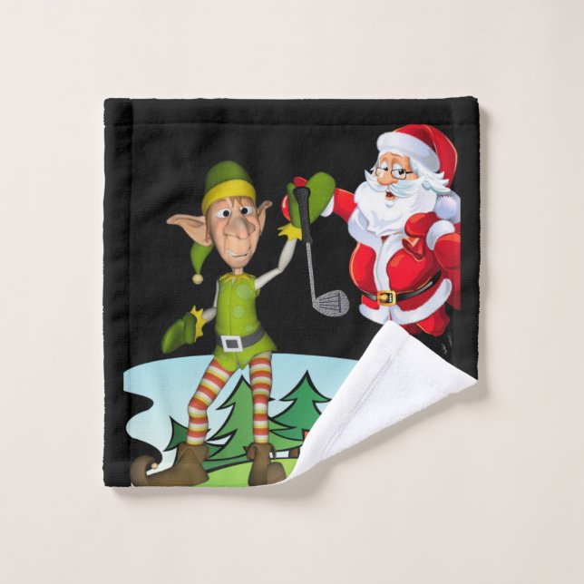 Serviettes de bain de Noël, Père Noël Golf (Gant de toilette)