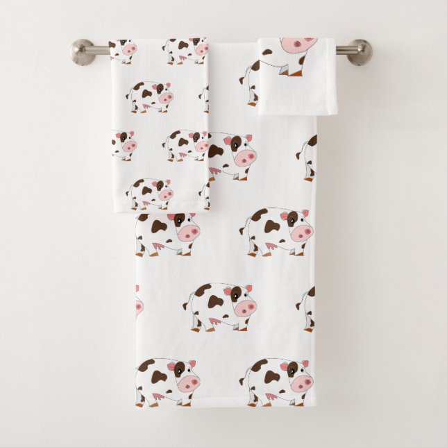 Serviettes de bain de vaches joyeuses - Votre coul (En situation)
