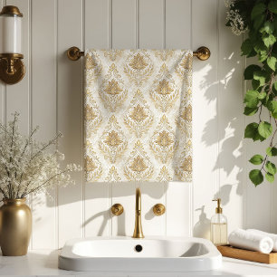 Serviettes de bain en crème douce damassé victorie