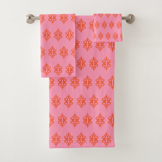 Serviettes de bain en dentelle rose Retro Set Cade (En situation)