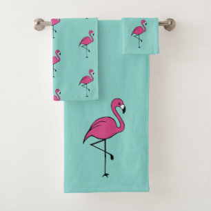 Serviettes de bain en Flamant rose rose Turquoise