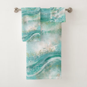 Serviettes de bain en marbre turquoise Set Cadeau