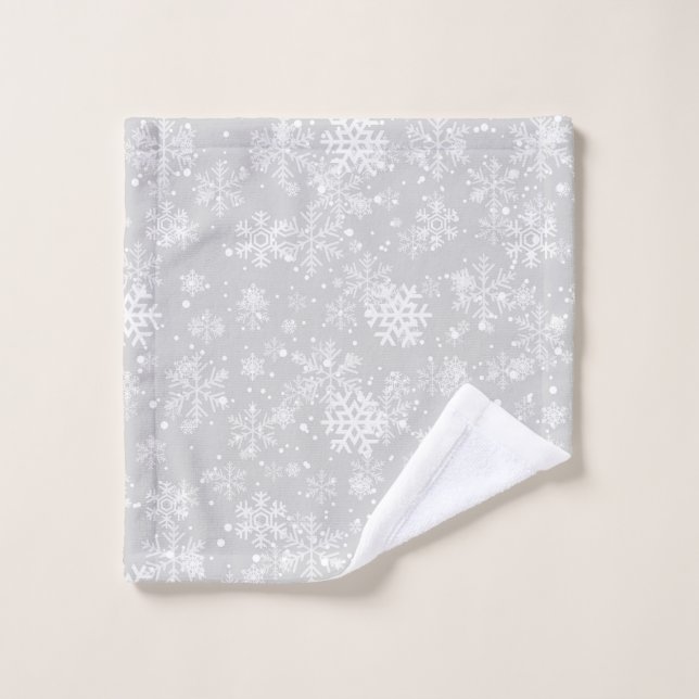 Serviettes de bain en monoton, Design de flocon de (Gant de toilette)