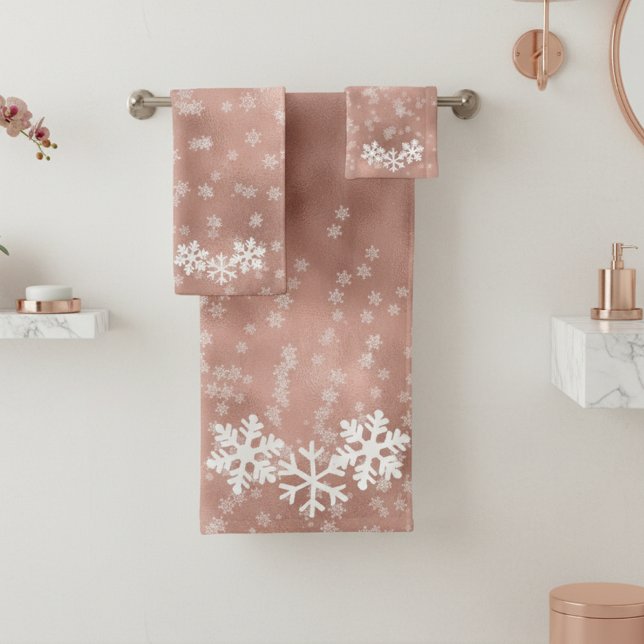 Serviettes de bain flocon de neige rose gold pour  (Créateur téléchargé)