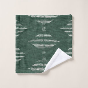Serviettes de bain géométriques Boho en vert ém