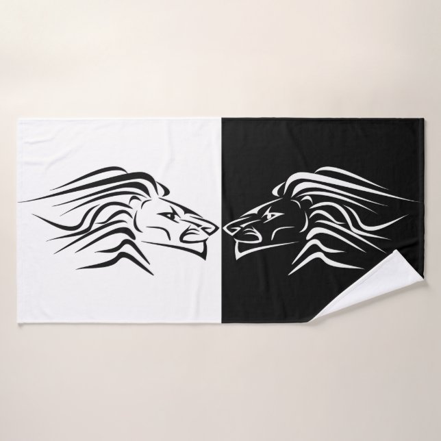 Serviettes de bain Lion - Noir et Blanc - Couleurs (Serviette de bain)