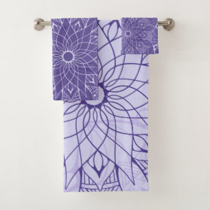 Serviettes De Bain Mandala Violet Monochrome
