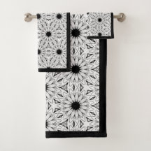 Serviettes de bain motif noir et blanc
