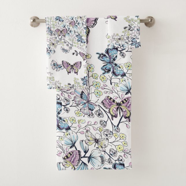 Serviettes de bain Pastel Soft Butterflies (En situation)