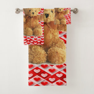 Serviettes de bain pour la Saint Valentin, ours en