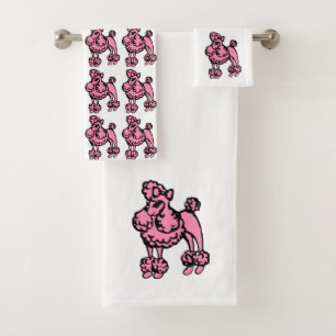 Serviettes de bain Retro Rose Français Poodle Set 