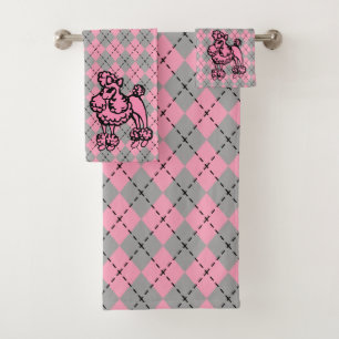 Serviettes de bain Retro rose Poodle Set Cadeau