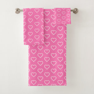 Serviettes de bain roses avec Coeurs - Choisissez