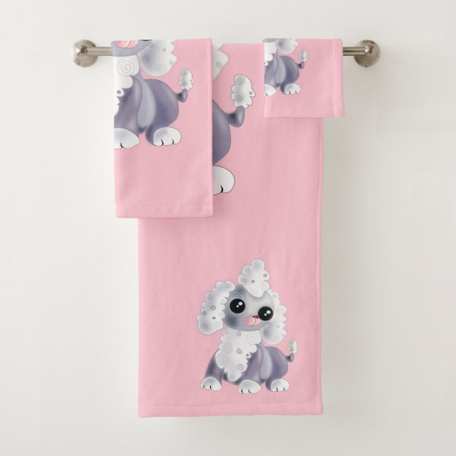 Serviettes de bain roses avec marionnette - Vos co (En situation)