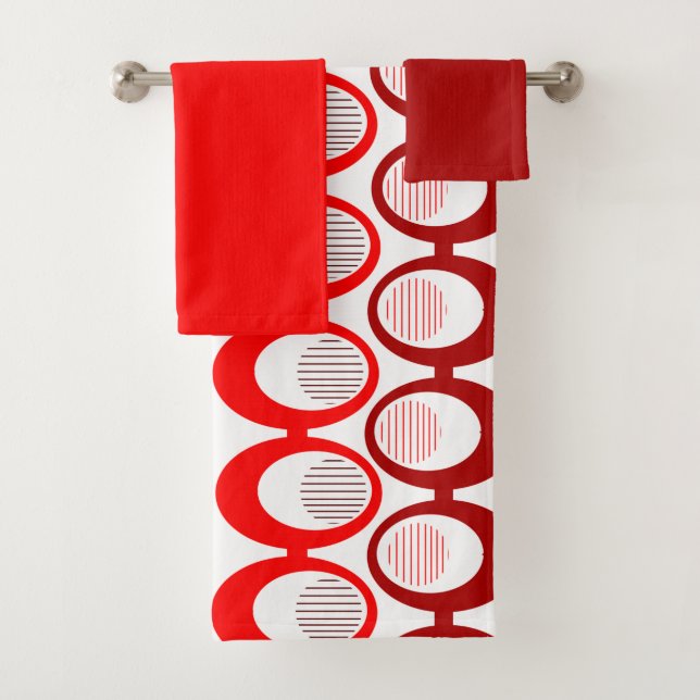 Serviettes de bain rouge ovale (En situation)