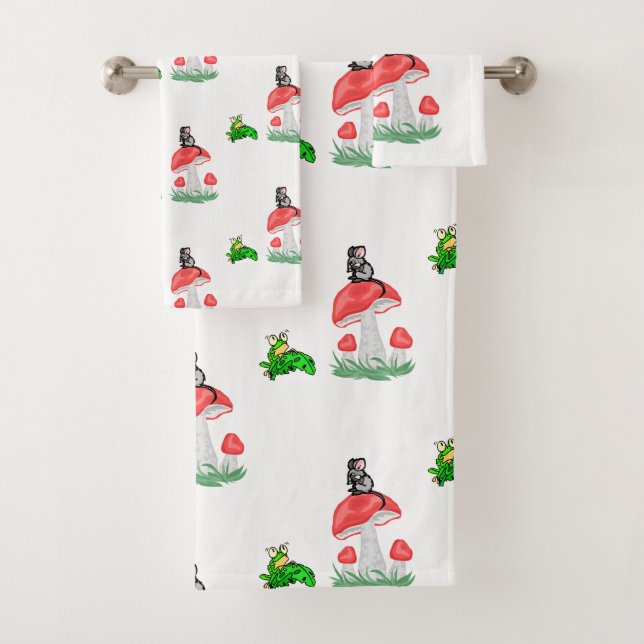 Serviettes de bain Set Frog Mice Champhroom (En situation)