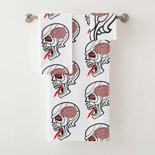 Serviettes de bain set Halloween, Cerveau (En situation)